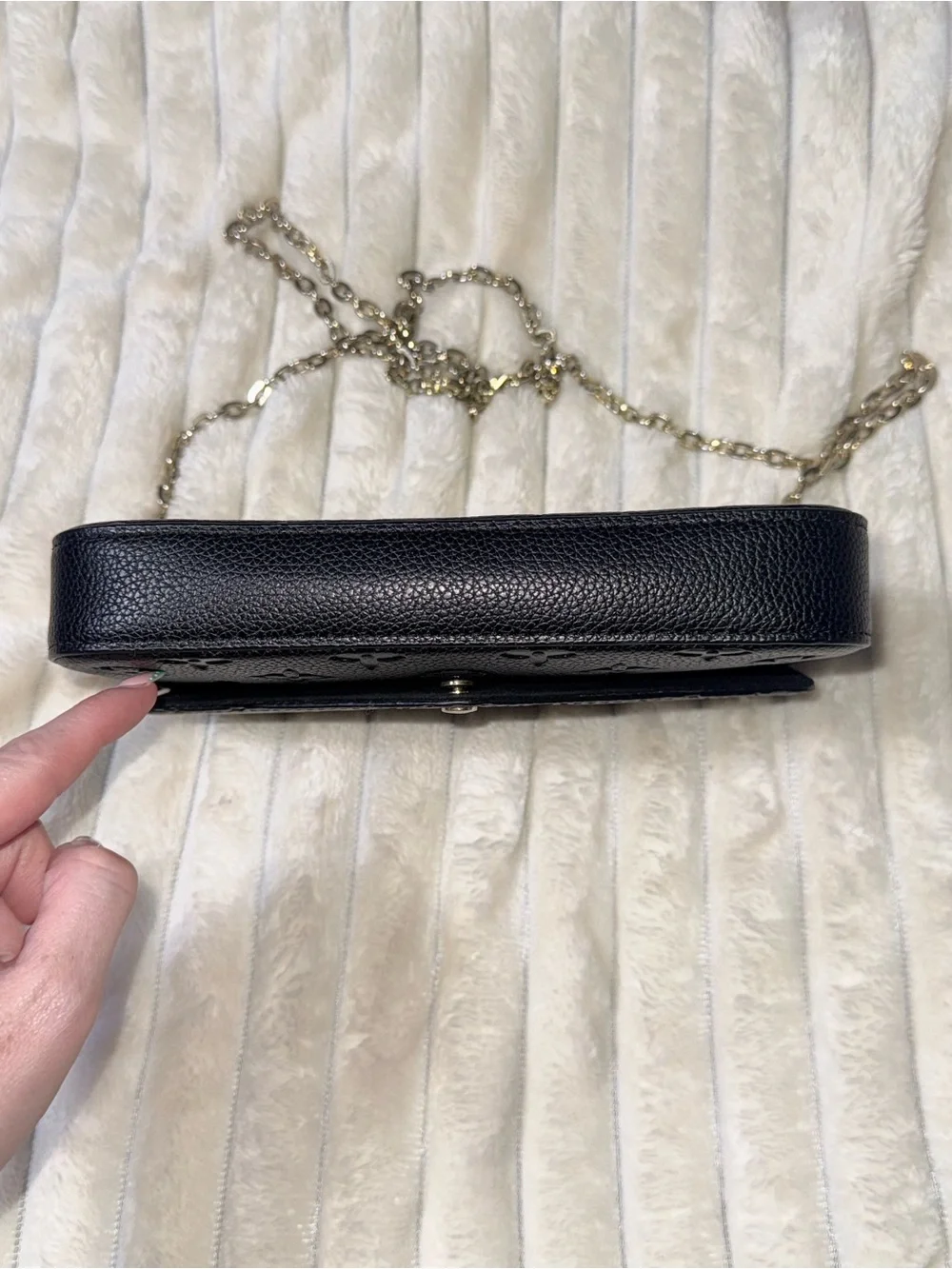 LV Black Monogram Leather Chain Crossbody